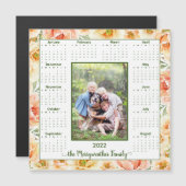 2022 Peach floral Foto Magnetic Calendar Magnetkarte (Vorne/Hinten)