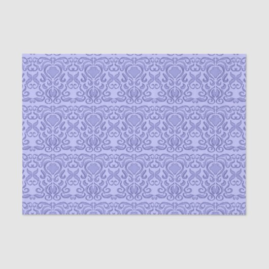 2022 Periwinkle Blue Damask Old World Seidenpapier (Vorderseite)