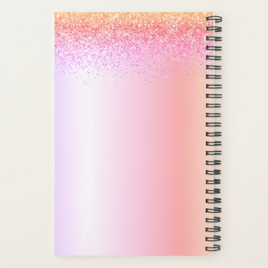 2022 Rainbow Pastel Glitzer Girly Monogram Planer (Rückseite)