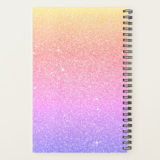 2022 Rainbow Pastel Glitzer Sparkle Monogram Planer (Rückseite)