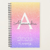 2022 Rainbow Pastel Glitzer Sparkle Monogram Planer (Vorderseite)