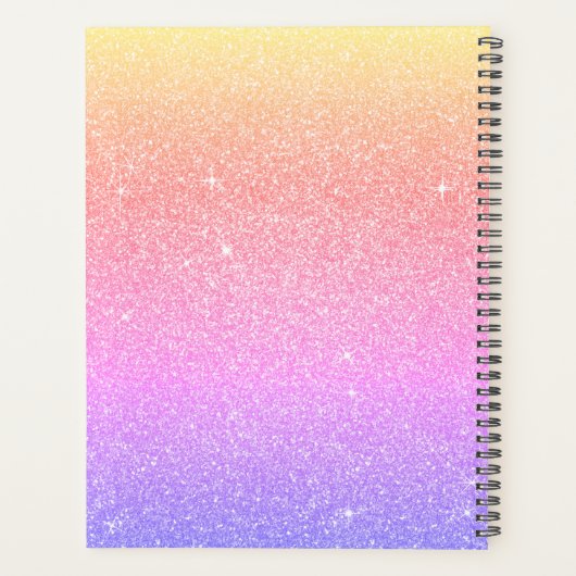 2022 Rainbow Pastel Glitzer Sparkle Monogram Planer (Rückseite)
