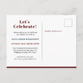 2022 Red Modern Simple Script Foto Abschluss Einladungspostkarte (Rückseite)