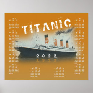2022 RMS Titanic verbrannter orangefarbener Kalend Poster
