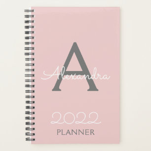 2022 Rosa-Rosa-Monogramm-Elegant Planer