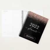 2022 Rose Gold Blush Pink Black Glitzer Monogram Planer (Anzeige)