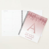 2022 Rose Gold Blush Pink Glitzer Sparkle Monogram Planer (Anzeige)