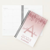 2022 Rose Gold Blush Pink Glitzer Sparkle Monogram Planer (Anzeige)