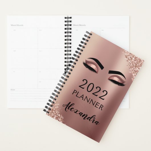 2022 Rose Gold Pink Monogram Glitzer Eyelashes Planer (Anzeige)