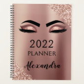 2022 Rose Gold Pink Monogram Glitzer Eyelashes Planer (Vorderseite)