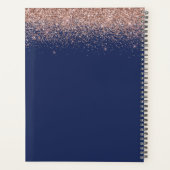 2022 Rose Gold Pink Navy Blue Glitzer Monogram Planer (Rückseite)