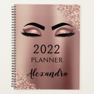 2022 Roségold Rosa Monogramm Glitter-Wimpern Planer