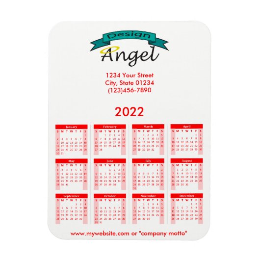 2022 Roter Kalender für Ihr Logo Magnet (Vertikal)