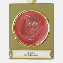 2022 Ruby Wedding 40 Jahre Jubiläum Gold Plated Ba Banner-Ornament Gold