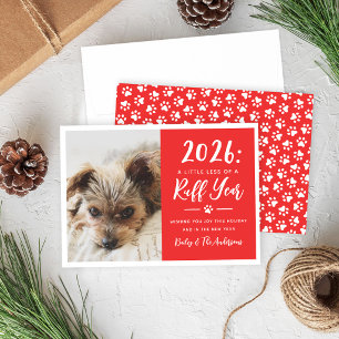 2022 Ruff Year Red Funny Dog Foto Feiertagskarte