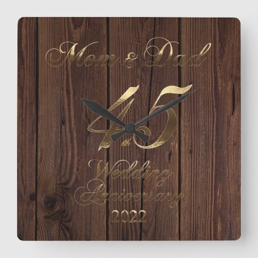 2022 Saphire Wedding 45 Jahre Parents Quadratische Wanduhr (Vorderseite)