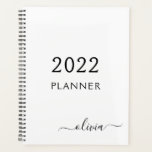 2022 Schwarz-weißer Name der Girly Script Monogram Planer<br><div class="desc">2022 Weißes und Schwarzes Monogramm Fügen Sie Ihren eigenen Skriptnamen 2021 Kalender Hochzeitsplaner. Das macht den perfekten 16 Geburtstag,  Hochzeit,  Brautparty,  Jubiläum,  Babydusche oder Junggeselinnen-Abschied Geschenk für jemanden,  der Lieben glamourösen Luxus und schicke Stile.</div>
