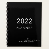 2022 Schwarz-weißer Name der Girly Script Monogram