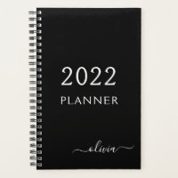 2022 Schwarz-weißer Name der Girly Script Monogram