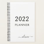 2022 Schwarz-weißer Name der Girly Script Monogram Planer<br><div class="desc">2022 White and Black Monogram Add your own Script Name 2022 Kalender Wedding Event Planner. Das macht den perfekten 16 Geburtstag,  Hochzeit,  Brautparty,  Jubiläum,  Babydusche oder Junggeselinnen-Abschied Geschenk für jemanden,  der Lieben glamourösen Luxus und schicke Stile.</div>