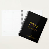 2022 Schwarzes Gold Mädchenname Skript Monogramm M Planer (Anzeige)