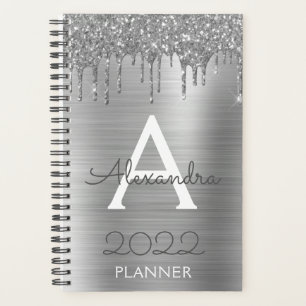 2022 Silber Glitter Glam Monogram Modern Planer