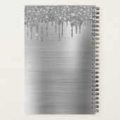2022 Silber Glitter Glam Monogramm modern Planer (Rückseite)