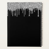 2022 Silberner schwarzer Glitter Monogramm Modern Planer (Rückseite)