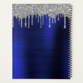 2022 Silbernes Navy Blau Glitter Glam Monogramm Planer (Rückseite)