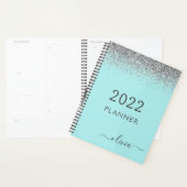 2022 Silver Aqua Blue Aquamarin Glitzer Monogram Planer (Anzeige)