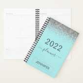 2022 Silver Aquamarin Aqua Blue Glitzer Monogram G Planer (Anzeige)
