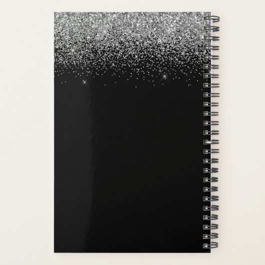 2022 Silver Black Glitzer Monogram Girly Planer (Rückseite)