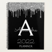 2022 Silver Black Glitzer Monogram Modern Planer (Vorderseite)