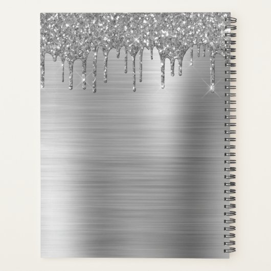 2022 Silver Glitzer Glam Monogram Modern Planer (Rückseite)