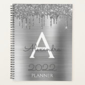 2022 Silver Glitzer Glam Monogram Modern Planer (Vorderseite)