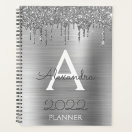 2022 Silver Glitzer Glam Monogram Modern Planer