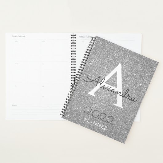 2022 Silver Glitzer Sparkle Monogram Planer (Anzeige)