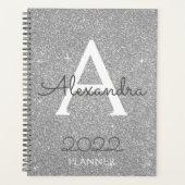 2022 Silver Glitzer Sparkle Monogram Planer (Vorderseite)