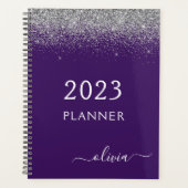 2022 Silver Lila Glitzer Sparkle Monogram Planer (Vorderseite)