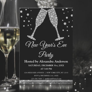 2022 Silvester Party Champagnerbrille Einladung