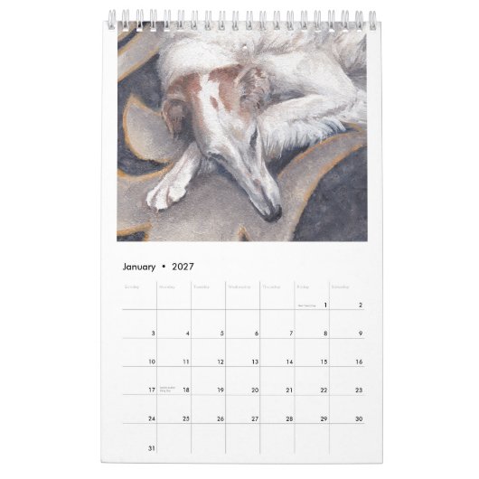 2022 Single Page Borzoi Kunstkalender von Charlott Kalender (Jan 2027)