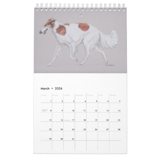 2022 Single Page Borzoi Kunstkalender von Charlott Kalender (Mär 2026)