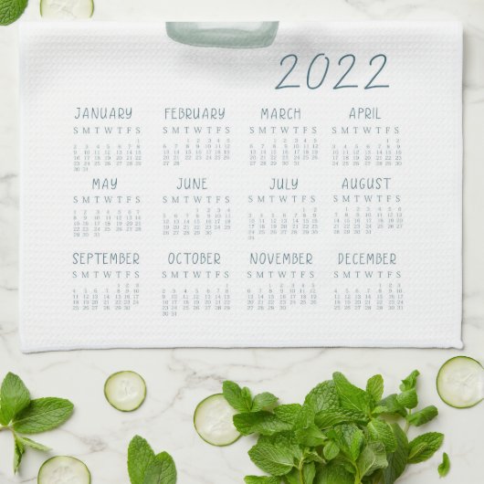 2022 Tea Towel Calendar Flower Jar Kitchen Towel Geschirrtuch (Gefaltet)