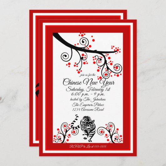 2022 Tiger für das chinesische Neujahr Einladung (Vorne/Hinten)