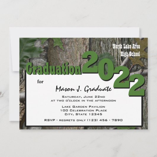2022 Tree Camouflage Abschluss Twin Foto Hunter Gr Einladung (Rückseite)
