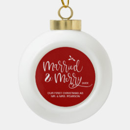 2022 Unser erstes Weihnachtsfest Verheiratete Froh Keramik Kugel-Ornament