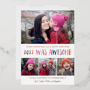 2022 war ein phantastischer mehrfarbiger Brief zu Folien Feiertagskarte