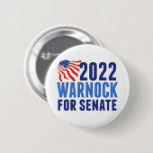 2022 Warnock für US Senat Georgia American Flag Button (Vorne & Hinten)