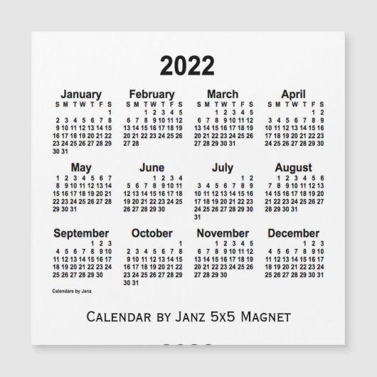2022 Weißkalender von Janz 5x5 Magnet (Vorderseite)