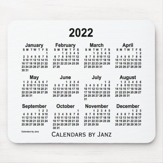 2022 Weißkalender von Janz Mouse Pad Mousepad (Vorne)